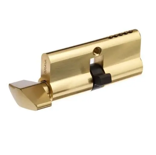 [KB708] Euro Key Barrel, 70mm Full Cylinder, Keyed Different with Turn Snib - Brass