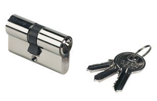 Euro Key Barrel, 60mm Full Cylinder, Keyed Different with Turn Snib - Bright Chrome