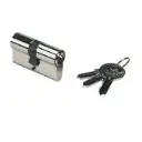 Euro Key Barrel, 54mm Full Cylinder, Keyed Alike - Bright Chrome