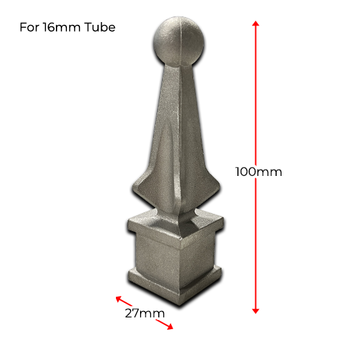 Aluminium Fence Spear: Cardinal Female Square Base to fit 16mm Round Tube