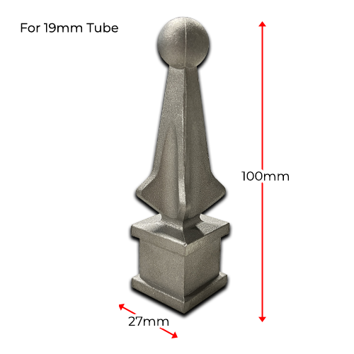 Aluminium Fence Spear: Cardinal Female Square Base to fit 19mm Round Tube