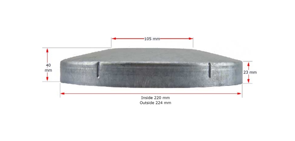 [CPSR580] Galvabond Steel Round Post End Cap for tube 220mm (200NB)