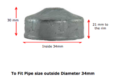 Galvanised Round End Cap 33.7mm (25NB)