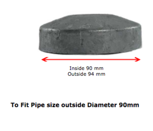 Galvanised Round End Cap 90mm (80NB) 