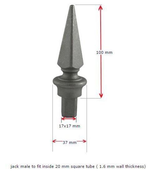Aluminium Fence Spear: Jack Male to fit inside 20mm Square Post
