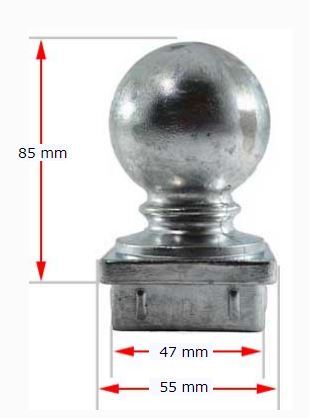 HD Aluminium Post Ball Cap for 50x50 mm Tube