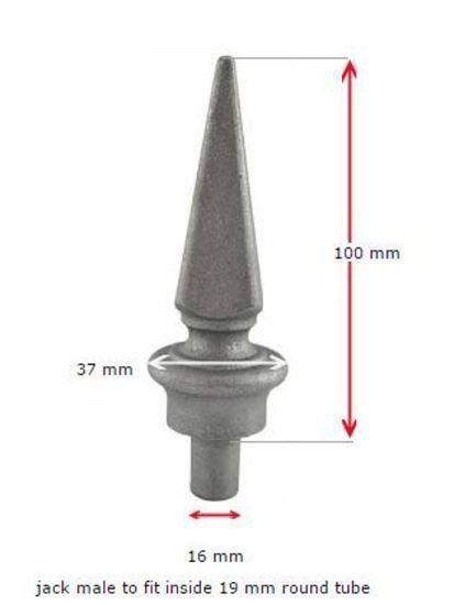 Aluminium Fence Spear: Jack Male to fit inside 19mm Round Tube