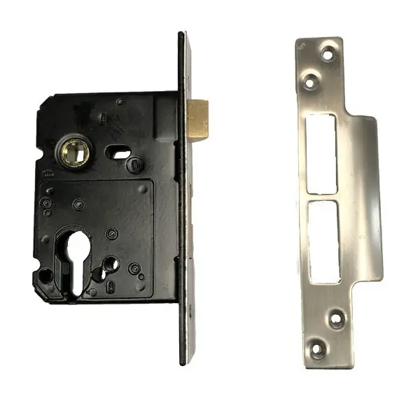 [FK330] Euro Insert Mortice Lock -  57mm Backset, Silver - For Swing Gates