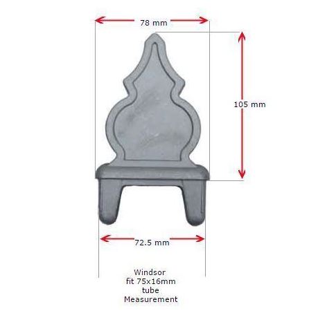 Aluminium Fence Spear: Windsor to fit inside 75x16mm RHS