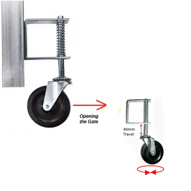 [WH700] Jockey Wheel with Spring Swing Gate Supporter 100mm Dia for Gate Max 57 kg