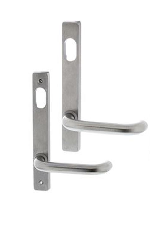 Kit-Stainless Steel 304 Lever Handle Set for LOCKWOOD 3582/3782 Mortice Lock Long Plate Chrome Front & Back