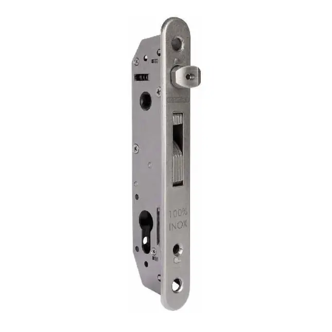 [FK502] Locinox FORTYLOCK Euro Insert Mortice Lock - 40x40 Frame, 20mm Backset, Silver - For Swing Gates