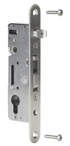 Locinox H-Metal Euro Insert Mortice Lock - 65x65 Frame, 35mm Backset, Silver - For Swing Gates