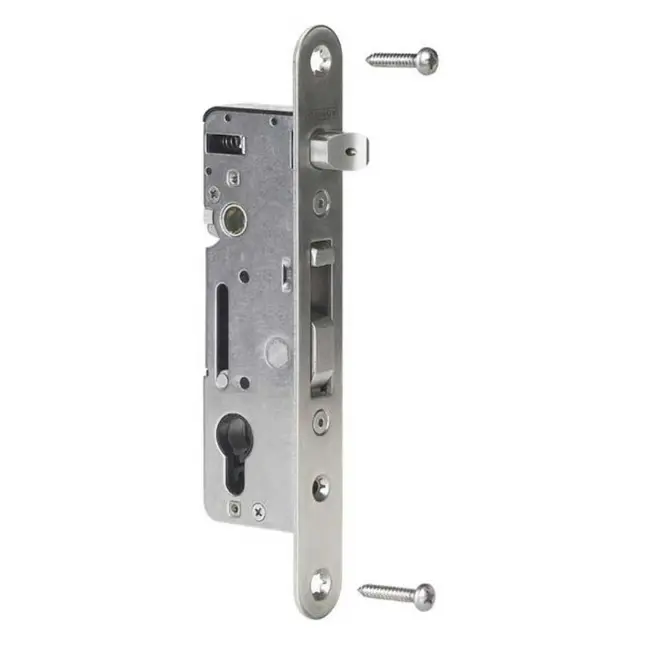 [FK506] Locinox H-Metal Euro Insert Mortice Lock - 65x65 Frame, 35mm Backset, Silver - For Swing Gates