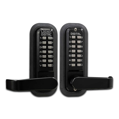 Lockey 2835MG Black Mechanical Keyless Lever Lock with Passage Function