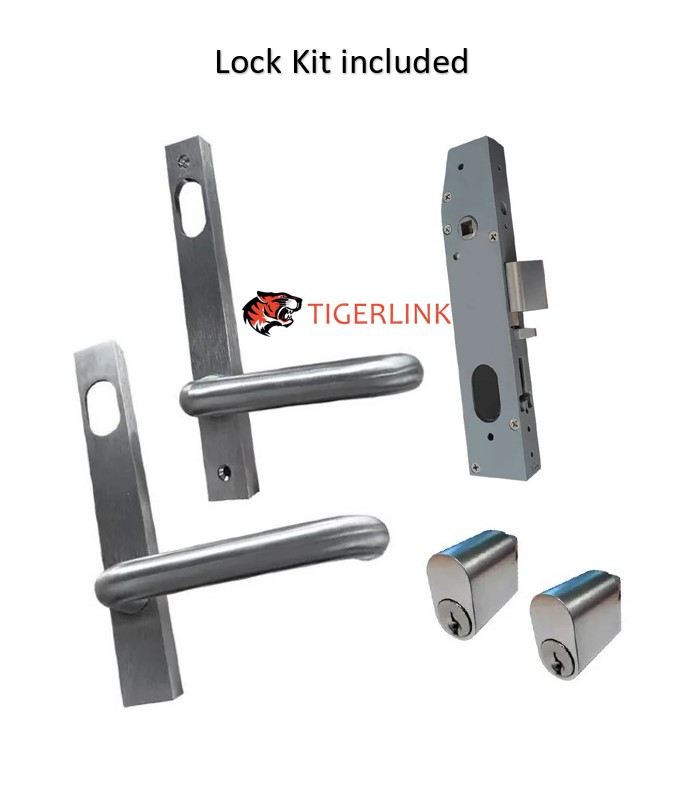Lockton Oval Insert Mortice Lock - Complete Kit - 50x50 Frame, 23mm Backset, Silver - For Swing Gates