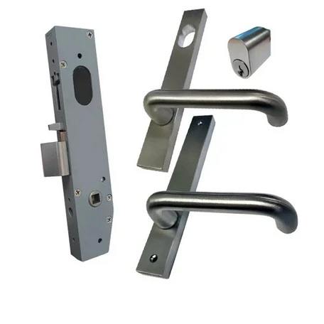 [FK528] Lockton Oval Insert Mortice Lock - Complete Kit - 50x50 Frame, 23mm Backset, Silver - For Swing Gates