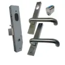 Lockton Oval Insert Mortice Lock - Complete Kit - 50x50 Frame, 23mm Backset, Silver - For Swing Gates