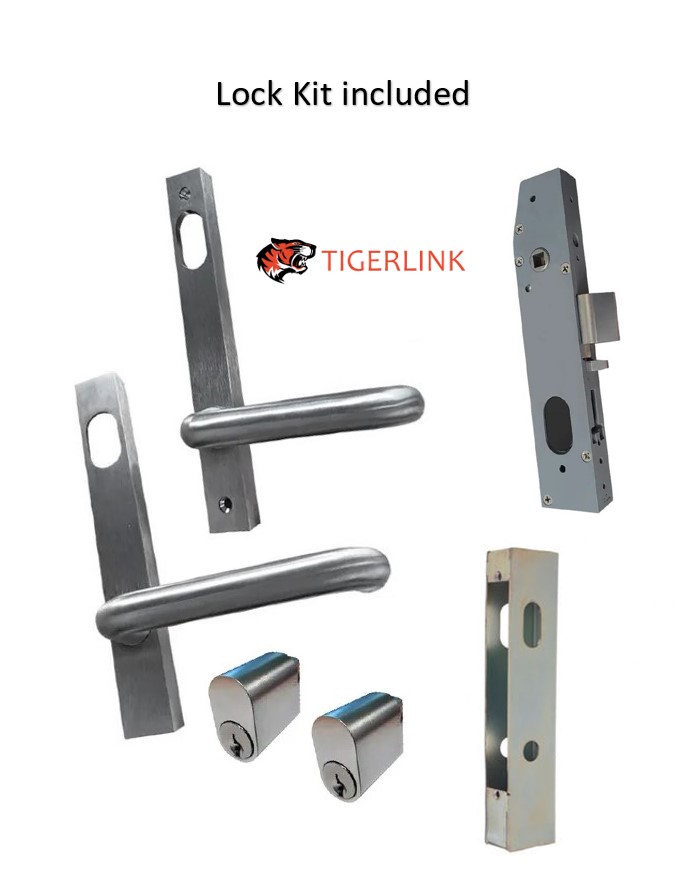 KIT WITH LOCKBOX Lockton & Stainless steel inflame Swing Gate Lock 23 MM BACKSET