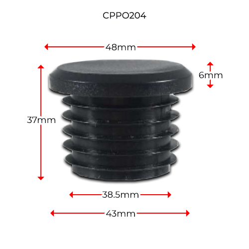 Long Neck Plastic Round Cap 40NB or 48.3mm Black