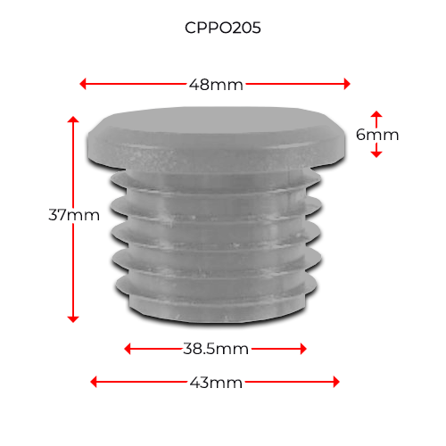 Long Neck Plastic Round Cap 48mm or 40NB in Grey