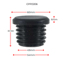 Long Neck Plastic Round Cap 50NB or 60mm Black