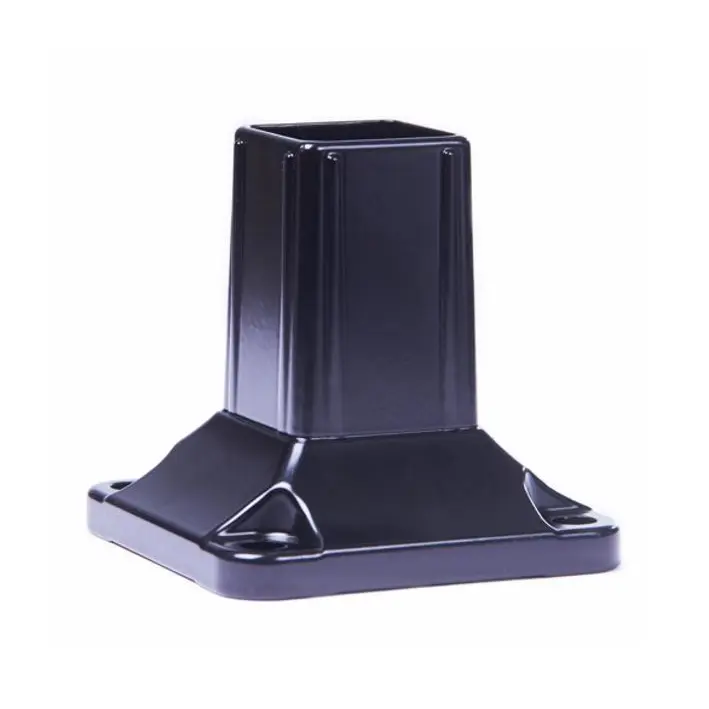 [SE207] Square Aluminium Base Post Insert: 50x50mm Post, 100x100x10mm Base, 4 Holes - Black
