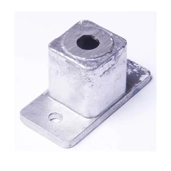 [SE209] Rectangular Aluminium Base Post Insert: 50x50mm Post, 100x50x7mm Base, 2 Holes