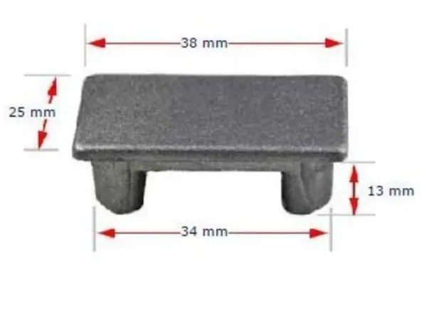 [CPAC402] Aluminium rectangular cap 38x25mm (1.6mm wall)