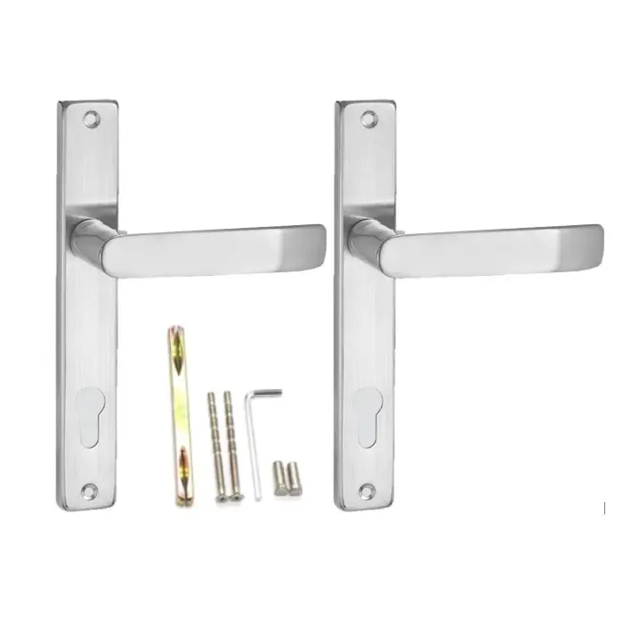 [FK264 (MKLH100)] Insert Mortice Lock Handle Set - Euro, L Shaped - Stainless Steel in Satin Chrome Silver - Pair