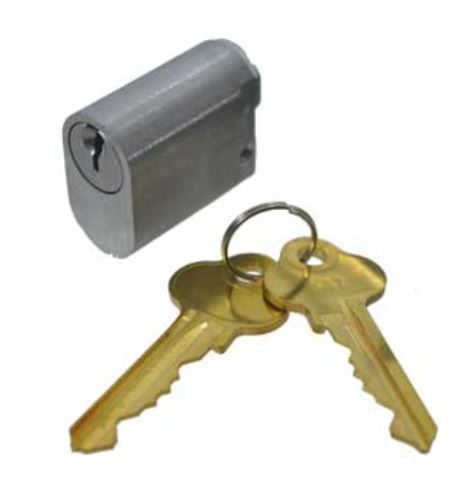 Oval Key Barrel, 35mm Half Cylinder, Keyed Alike - KA2 - Satin Chrome