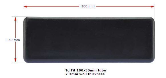 Plastic Rectangular Cap 100x50mm (1.5-4.5mm wall) Black