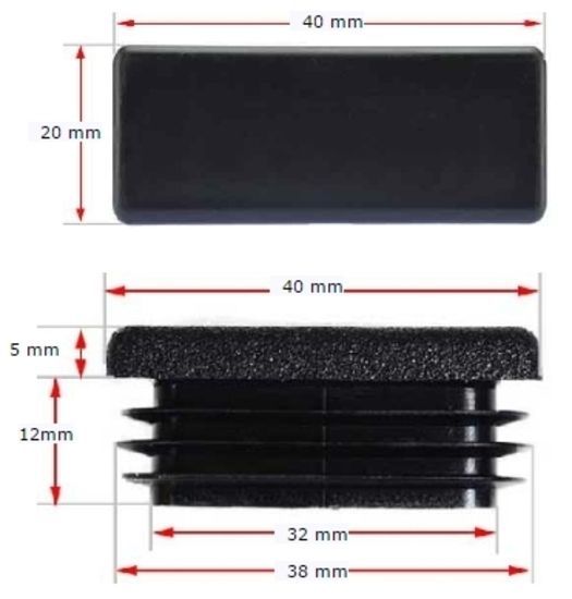 [CPPR414] Plastic Rectangular Cap 40x20mm Wall Thickness 0.80-3.00mm