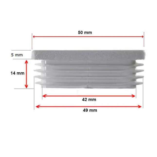 [CPPR501] Plastic Rectangular White Cap 50x25mm (0.8-3mm)