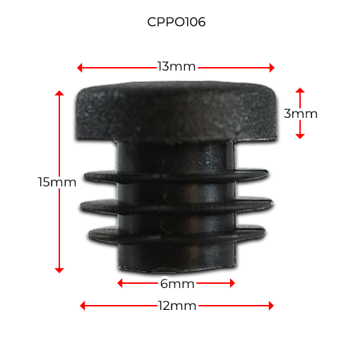 Plastic Round Cap 13mm OD (0.8-2mm)