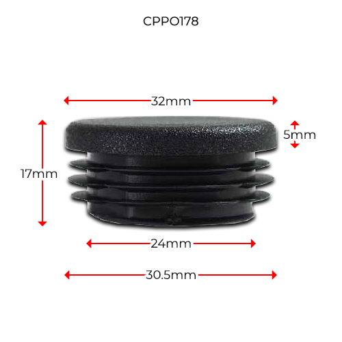 Plastic Round Cap 32mm OD (0.8-2.5mm)