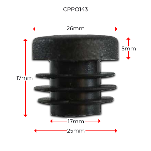 Plastic Round Tube insert End Cap for Tube 26mm (1-3mm)