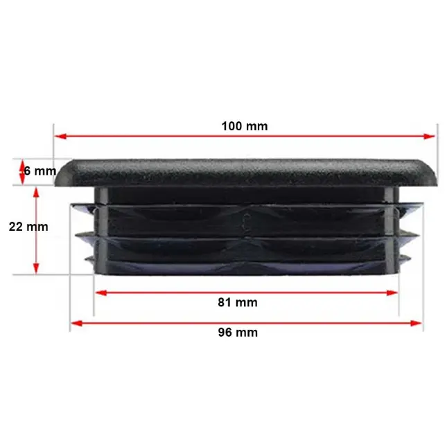 Plastic Square Post End Cap for Tube 100x100mm (1-4mm Wall thickness) Black