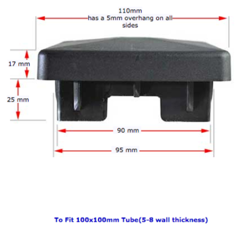 Plastic Square cap 100x100mm