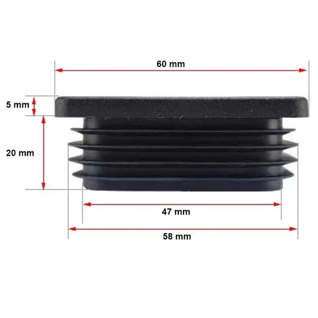 [CPPS358] Plastic square cap 60x60mm (1.5-3.5mm wall thickness)