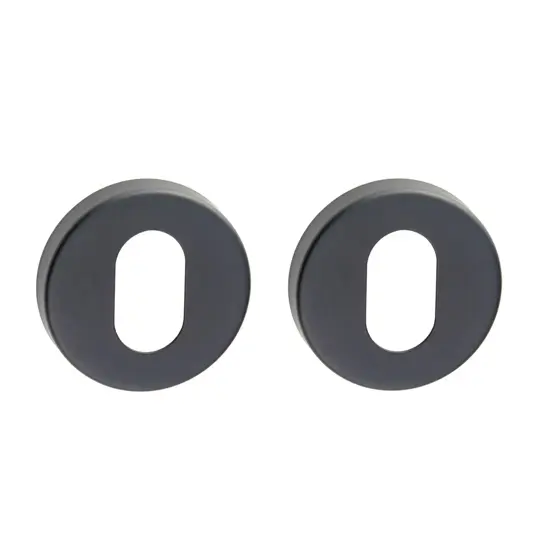 [MKLH206] Insert Mortice Lock Escutcheon - Oval, Round - Stainless Steel in Matt Black - Pair