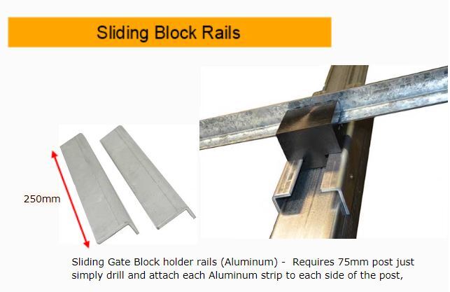 Sliding Gate Block Holder Rails Aluminium for Picket or uneven ground Gates / Pair