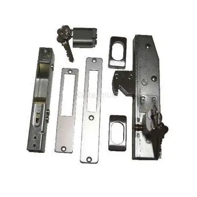 [FK825] Handleless Oval Insert Mortice Lock - Complete Kit - 40x40 Frame, 20mm Backset, Silver - For Sliding Gates