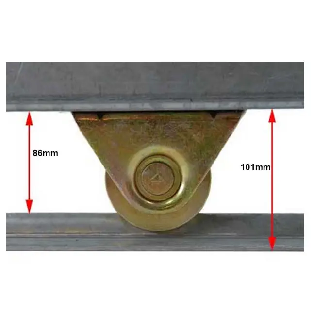 [WH393] Zinc Plated Sliding Gate Wheel - 90mm U Groove External - Double Bearing