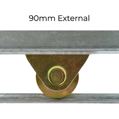 [WH393] Zinc Plated Sliding Gate Wheel - 90mm U Groove External - Double Bearing