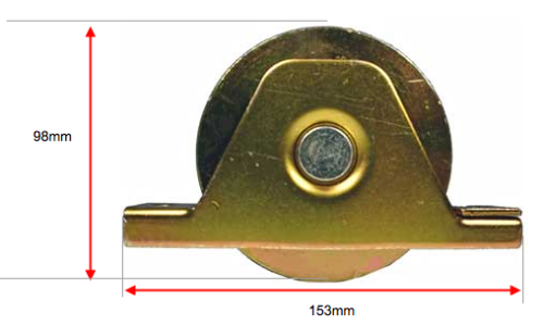 [WH395] Zinc Plated Sliding Gate Wheel - 100mm U Groove Internal - Double Bearing