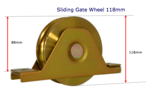 [WH408] Zinc Plated Sliding Gate Wheel - 120mm U Groove Internal - Double Bearing
