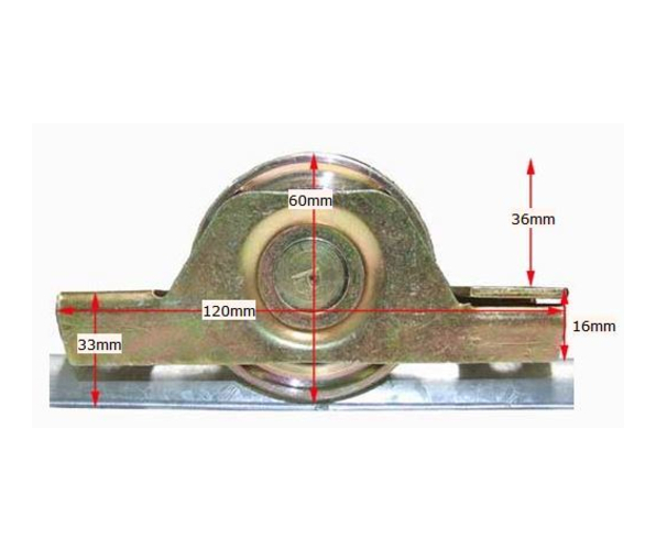Zinc Plated Sliding Gate Wheel - 60mm U Groove Internal - Double Bearing