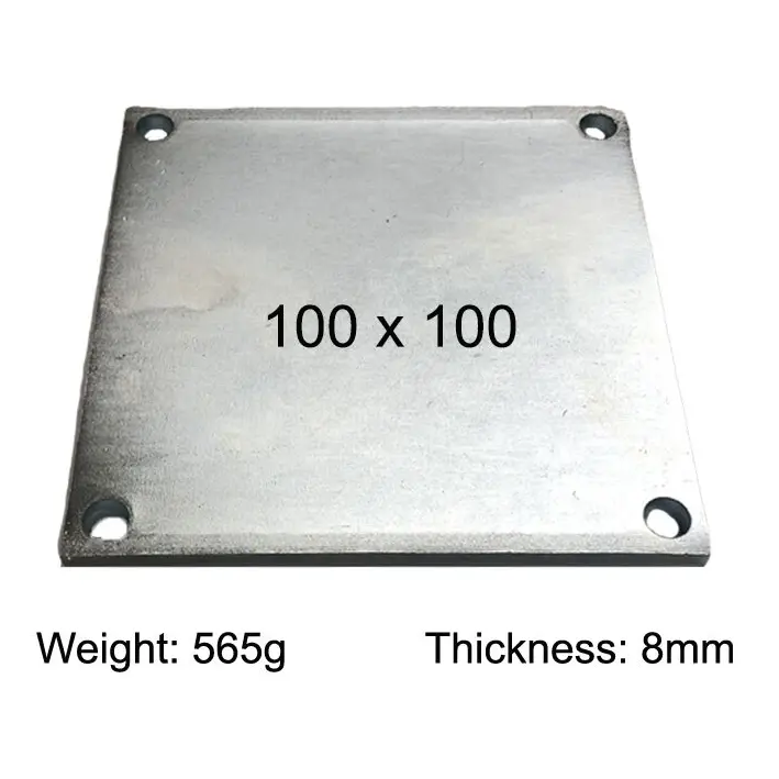 [SE822] Square Steel Base Plate, 100x100x8mm, 4 Holes