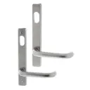 Lever Handle For Narrow Mortice Lock - Oval Cylinder, Internal Plate - 304 Stainless Steel Satin Chrome Silver